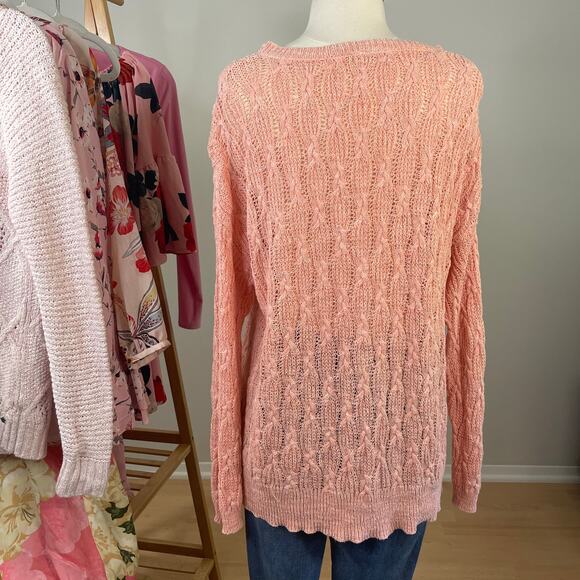 Free People • Pink Cable Knit Tunic Sweater - Picture 4 of 6